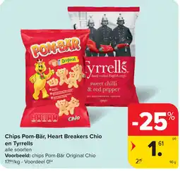 Carrefour Chips Pom-Bär, Heart Breakers Chio en Tyrrells aanbieding
