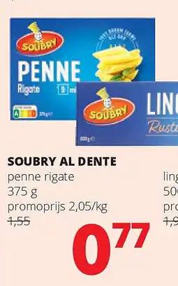 Spar SOUBRY AL DENTE penne rigate 375 g aanbieding