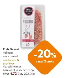 OKay Frais Devant salami met hazelnoot in sneden 80 g aanbieding