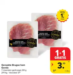 Carrefour Gerookte Brugse ham Ganda aanbieding