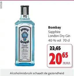 Colruyt Bombay Sapphire London Dry Gin 40 % vol 70 cl aanbieding