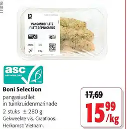 Colruyt Boni Selection pangasiusfilet in tuinkruidenmarinade 2 stuks ± 280 g aanbieding