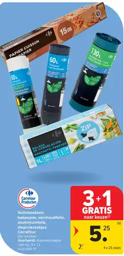 Carrefour Vuilniszakken, bakpapier, vershoudfolie, aluminiumfolie, diepvrieszakjes Carrefour aanbieding