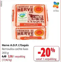 Colruyt Herve A.O.P. L’Exquis Remoudou zachte kaas 200 g aanbieding