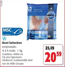Colruyt Boni Selection tonijnsteaks 4 à 6 stuks 1 kg aanbieding