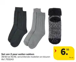 Carrefour Set van 2 paar wollen sokken aanbieding