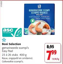 Colruyt Boni Selection gemarineerde scampi’s Easy Peel 23 à 26 stuks 400 g aanbieding