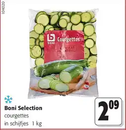 Colruyt Boni Selection courgettes in schijfjes 1 kg aanbieding
