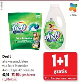 Colruyt Dreft Extra Protection 4-in-1 Caps 42 dosissen aanbieding