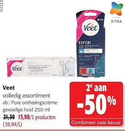 Colruyt Veet Pure ontharingscrème gevoelige huid 250 ml aanbieding