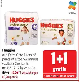 Colruyt Huggies Extra Care pants maat 5 12-17 kg 24 stuks aanbieding