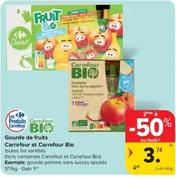 Carrefour Gourde de fruits Carrefour et Carrefour Bio aanbieding