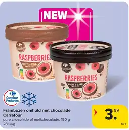 Carrefour Frambozen omhuld met chocolade Carrefour aanbieding