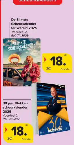 Carrefour De Slimste Scheurkalender ter Wereld 2025 en 30 jaar Blokken scheurkalender 2025 aanbieding