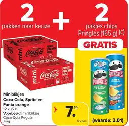 Carrefour Miniblikjes Coca-Cola, Sprite en Fanta orange aanbieding