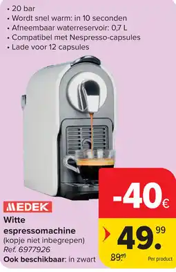Carrefour Witte espressomachine aanbieding
