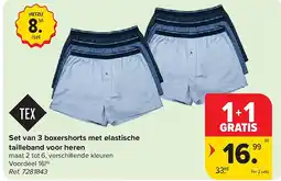 Carrefour Set van 3 boxershorts met elastische tailleband voor heren aanbieding