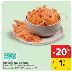 Carrefour Gekookte roze garnalen aanbieding