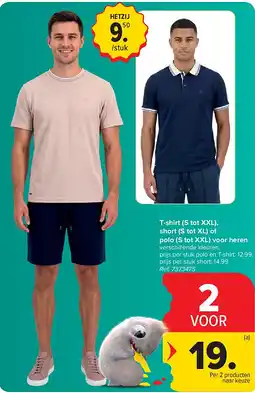 Carrefour T-shirt (S tot XXL), short (S tot XL) of polo (S tot XXL) voor heren aanbieding