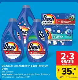 Carrefour Vloeibaar wasmiddel en pods Platinum Dash aanbieding