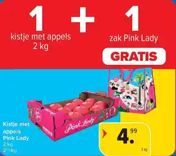 Carrefour Kistje met appels Pink Lady aanbieding