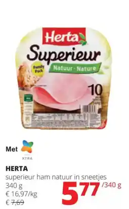 Spar Herta superieur ham natuur in sneetjes aanbieding