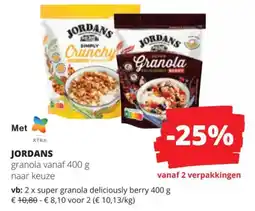 Spar JORDANS granola aanbieding