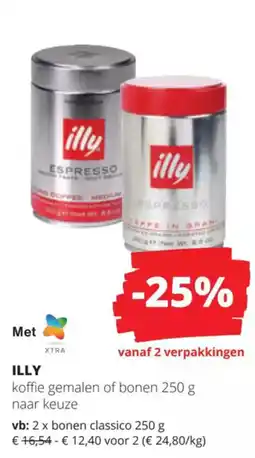 Spar Illy koffie gemalen of bonen aanbieding
