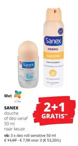 Spar Sanex douche of deo aanbieding
