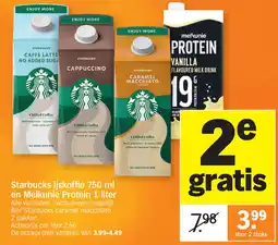 Albert Heijn Starbucks ijskoffie en Melkunie Protein aanbieding