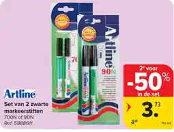 Carrefour Artline Set van 2 zwarte markeerstiften aanbieding