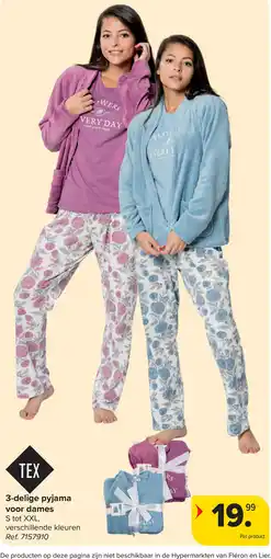 Carrefour 3delige pyjama voor dames aanbieding