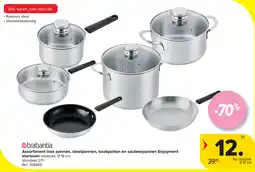 Carrefour Assortiment inox pannen, steelpannen, kookpotten en sauteerpannen aanbieding