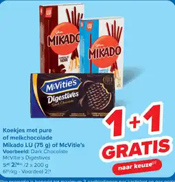 Carrefour Koekjes met pure of melkchocolade aanbieding