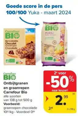 Carrefour Ontbijtgranen en graanrepen Carrefour Bio aanbieding
