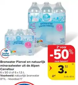 Carrefour Bronwater Pierval en natuurlijk mineraalwater uit de Alpen Carrefour aanbieding