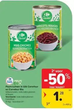 Carrefour Peulvruchten in blik carrefour en carrefour bio aanbieding