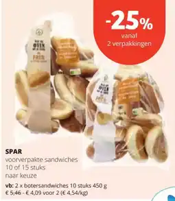 Spar Spar voorverpakte sandwiches aanbieding