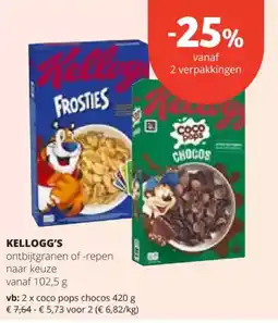 Spar Kellogg's ontbijtgranen of -repen naar keuze aanbieding