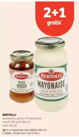 Spar BERTOLLI pastasaus, pesto of mayonaise aanbieding