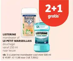 Spar Listerine mondwater of le petit marseillas douchegel aanbieding