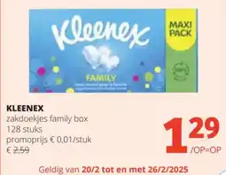 Spar Kleenex zakdoekjes family box aanbieding