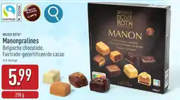 ALDI Manonpralines Belgische chocolade, Fairtrade-gecertificeerde cacao aanbieding