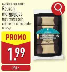 ALDI Gaulthier Reuzen mergpijpjes met marsepein, crème en chocolade aanbieding