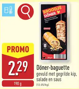 ALDI Döner-baguette gevuld met gegrilde kip aanbieding