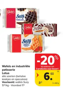 Carrefour Wafels en industrile patisserie Lotus aanbieding