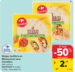 Carrefour Wraps, tortilla's en Mexicaanse saus Carrefour aanbieding