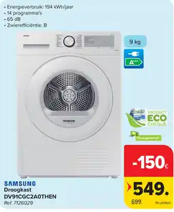 Carrefour Samsung Droogkast DV9lCGC2AOTHEN aanbieding