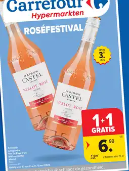 Carrefour Languedoc Vin de Pays d'Oc Maison Castel Merlot aanbieding