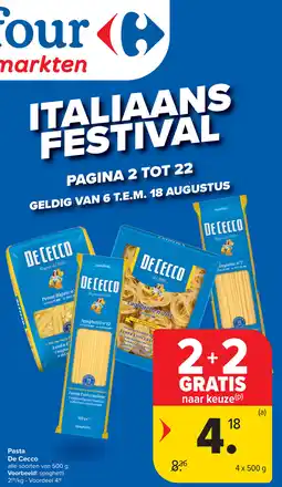 Carrefour Pasta De Cecco aanbieding